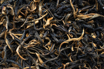 Red black tea dried leaves for traditional chinese gun fu cha tea ceremony