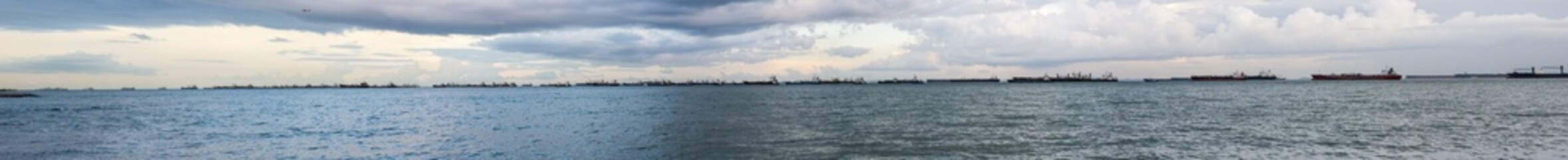 Shipping, Singapore Strait, panorama