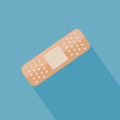 Medical plaster icon with long shadow.