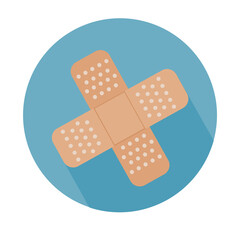 Medical plaster icon with long shadow.