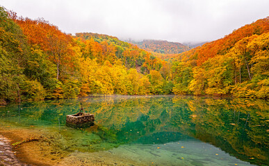 Nice lake at Szalajka Valley, Hungary in autumn