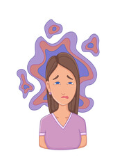 Women with stress symptom - insomnia. Emotional or mental health problem, stress. Cartoon character concept