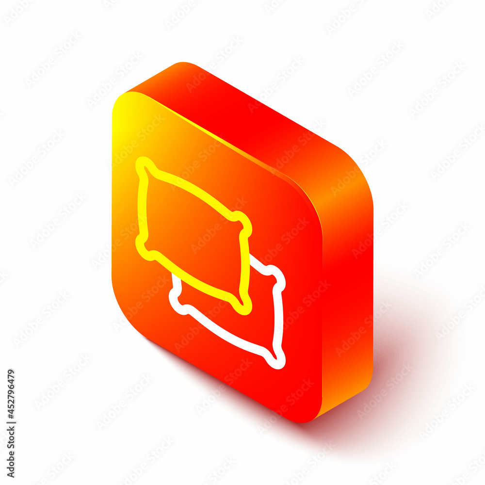 Aufkleber isometric line rectangular pillow icon isolated on white background. cushion sign. orange square but