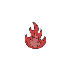 Burning fire flames hand drawn vector illustration
