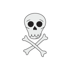 Skull and crossbones hand drawn vector sticker