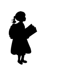 Silhouette girl with book. Back to school