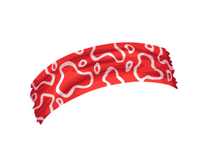 Retro headband for woman. Mockup of decorative hair dress with decoration. Red bandana windy hair dressing. Tied handkerchief for hairstyle. Vintage scarves