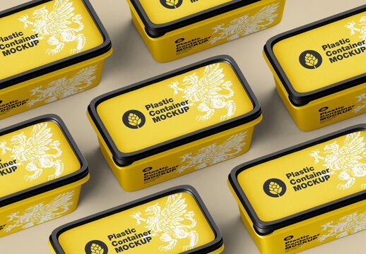 Set of Plastic Container Mockup