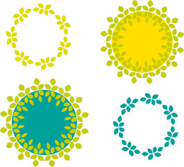 Wreaths with color patterns. on a white background. Set of wreaths with patterns in design. 