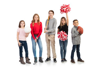 Kids: Student Athletes Pose With Sports Equipment
