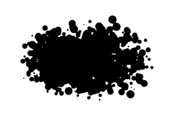Liquid ink texture. Black grunge silhouette. Frame. Vector simple flat graphic hand drawn illustration. The isolated object on a white background. Isolate.