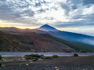 Sunset view towards El Teide on Tenerife, Spain.