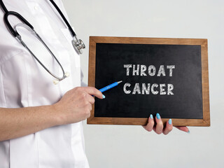 Medical concept meaning THROAT CANCER with sign on the chalkboard