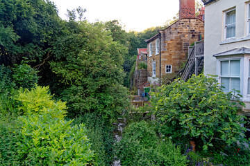 Fototapeta na wymiar Robin Hood Bay village street scenes - North Yorkshire, England