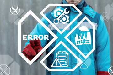 Industry concept of error 404. Warning Dangerous Problem. Industrial Information Technology....