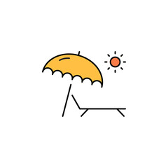 Summer beach sun umbrella icon vector
