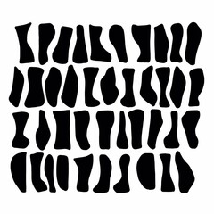 Square white frame with black abstract shapes. Abstract background.