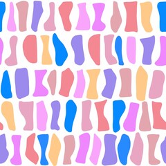 Seamless pattern. Mosaic. Abstract colored curvilinear shapes. Vertical and horizontal elements.