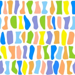 Seamless pattern. Abstract colored curvilinear shapes. Vertical and horizontal elements.