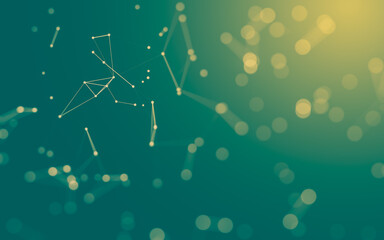 Abstract background. Molecules technology with polygonal shapes, connecting dots and lines. Connection structure. Big data visualization.