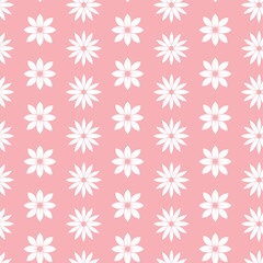 Pink and White Flower Stripes Seamless Repeating Pattern. Beautiful vector design perfect for fabric, wrapping paper, wall paper, home decor, quilting, gifts and apparel.