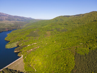 Aerial view of Dushantsi Reservoir, Bulgaria