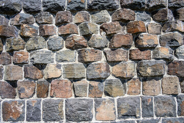 Hand carved blocks in a rustic wall, as an abstract background
