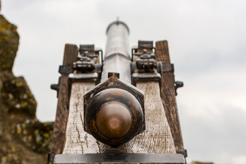 Old medieval cannon in the fortress of Szigliget
