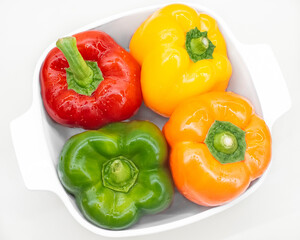Colorful Bell Peppers in White Bowl