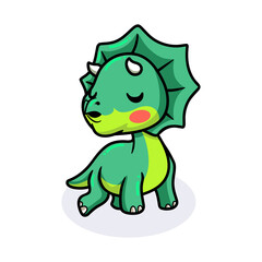 Cute little triceratops dinosaur cartoon give a kiss
