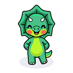 Obraz premium Cute little triceratops dinosaur cartoon standing 