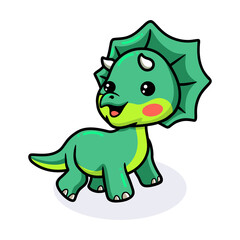 Cute little triceratops dinosaur cartoon 