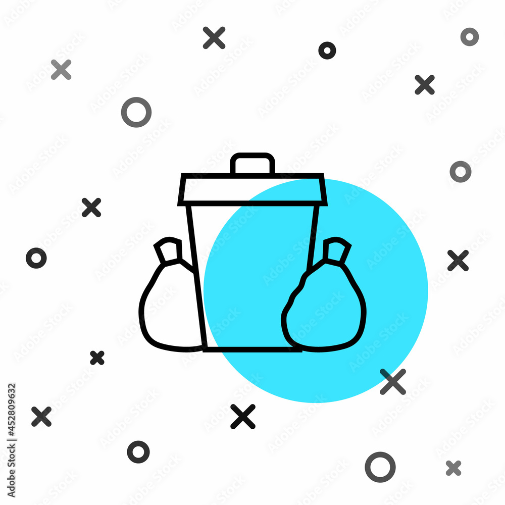 Poster black line trash can icon isolated on white background. garbage bin sign. recycle basket icon. offic