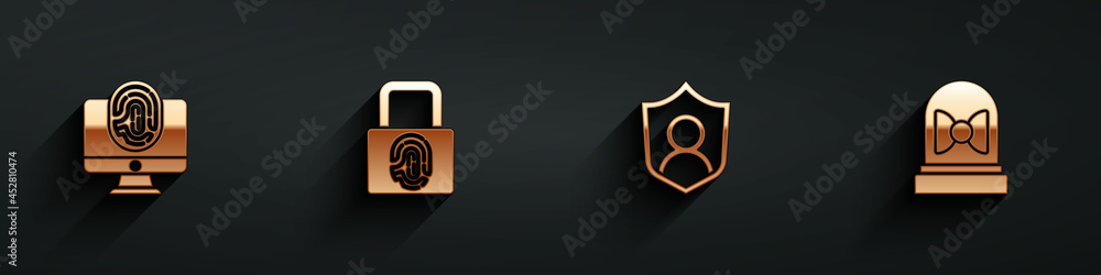 Poster set monitor with fingerprint, fingerprint lock, user protection and motion sensor icon with long sha