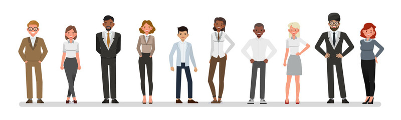 Set of business people portrait character vector design. Presentation in various action with different emotions.