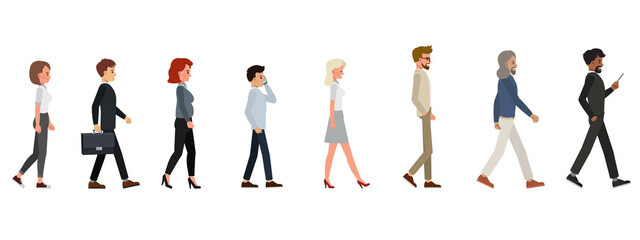 Fototapeta premium Set of Business people walking character vector design.