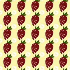 seamless pattern of cute red strawberry