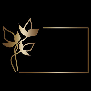 golden frame flowers for decorative design. Golden border design. Spring wedding invitation. Vector illustration. Stock image. 