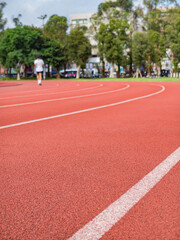 Obraz premium Close up of track and field of National Taiwan University