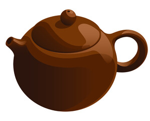 Clay teapot. A teapot for the Chinese tea ceremony. Realistic design. 