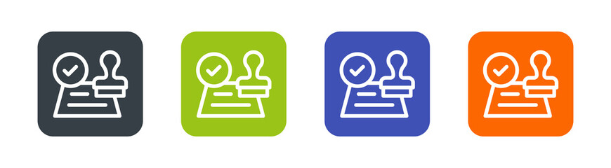 Permit icon. Approval paper with stamp icon.