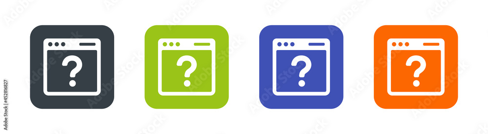 Aufkleber online question icon. web bowser with question mark icon
