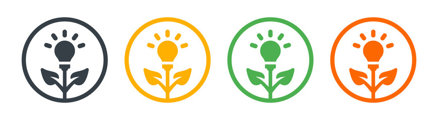 Light bulb on plant icon symbol of innovation.