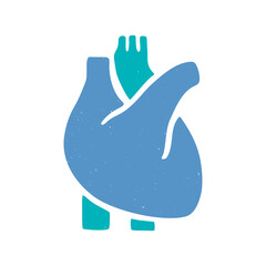 Human heart icon. Two-color symbol isolated on a white background. Vector flat hand drawn illustration