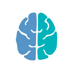 Human brain icon. Two-color symbol isolated on a white background. Vector flat hand drawn illustration