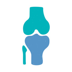 Two-color knee bones icon isolated on a white background. Vector flat hand drawn illustration