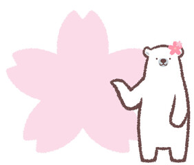 シロクマとサクラの花のフレーム