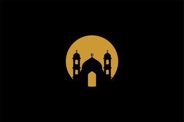 Mosque logo design vector. Islamic building illustration. Home for pray sign vector.