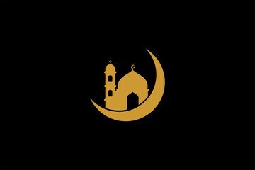 Mosque logo design vector. Islamic building illustration. Home for pray sign vector.