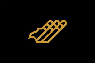 Eagle line logo design vector. Wild bird illustration symbol. Gold eagle outline vector icon.